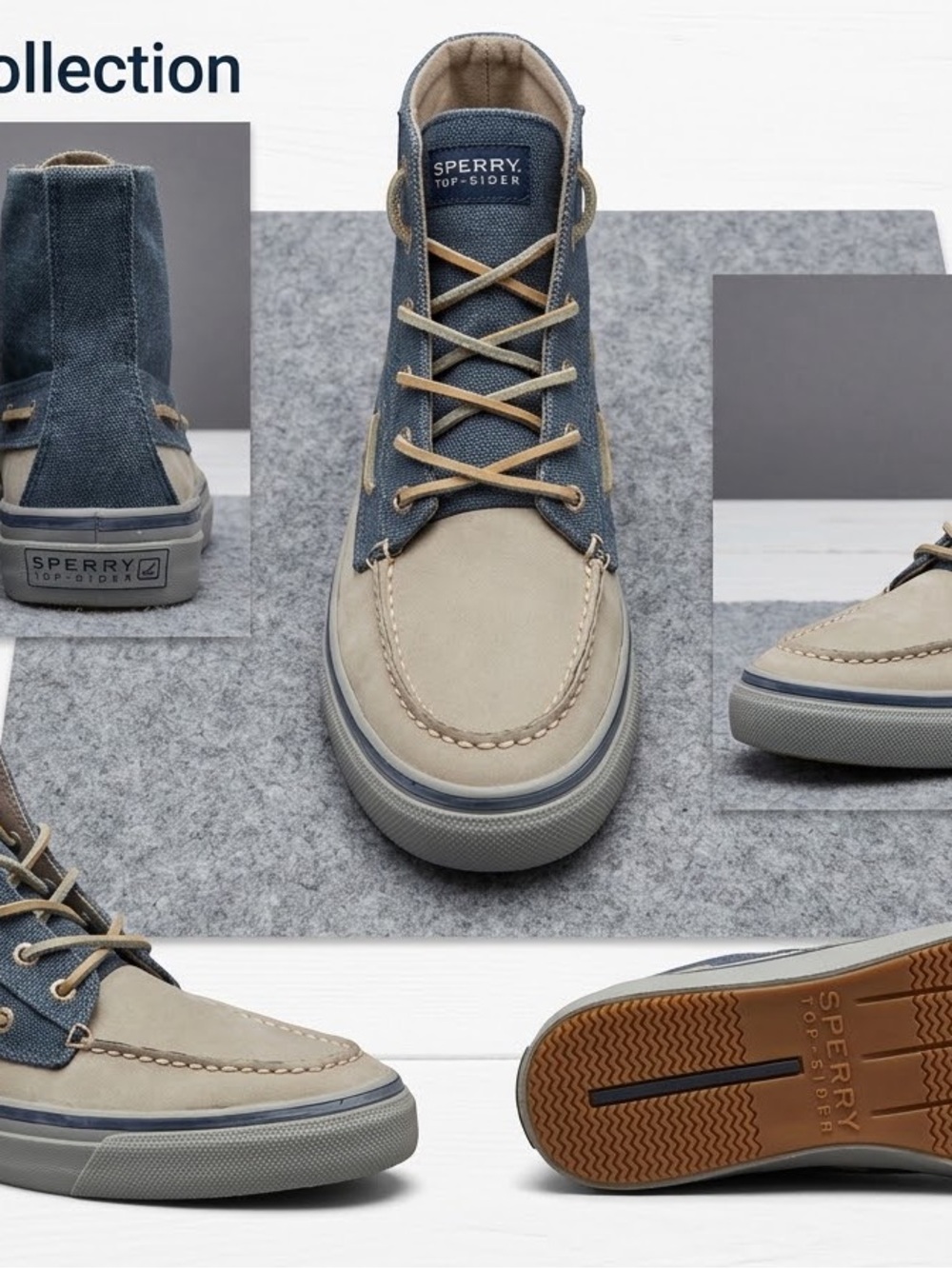 Sperry Two-Tone Tan and Blue High-Top Boat Shoe